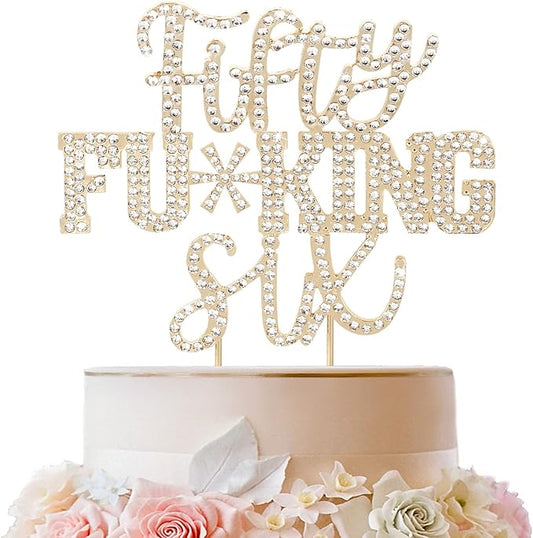 LINGTEER Fifty-Six Funny Gold Rhinestone Cake Topper - Cheers to 56 Years Old,Happy 56th Birthday Party Cake Centerpieces Topper Decorations Gift Sign.