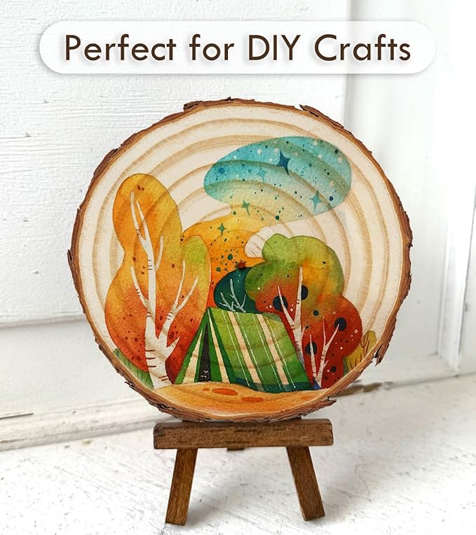 Unfinished Natural Wood Slices for Crafts - 10 Pcs Natural Round Discs Rustic Wood Slices 5.9-7.1 Inch Wooden Tree Bark Discs for DIY Centerpieces Table Base Decoration Wedding Ornaments Coasters