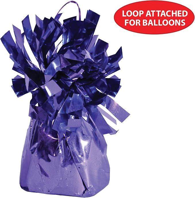 Beistle Metallic Wrapped Balloon Weight – 12 Pack, Lavender Purple Balloon Centerpiece Bouquet Holders, Party Decoration Accessories for Weddings, Baby Showers, Easter, and Spring Celebrations, 6 Oz