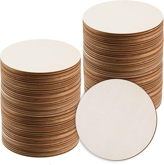 80 Pcs 5 Inch Wood Circles for Crafts Unfinished Wooden Circles Natural Round Wooden Disc Blank Wood Cutouts Slices for DIY Crafts, Coaster, Painting, Staining, Engraving, Home Decor, Laser Projects