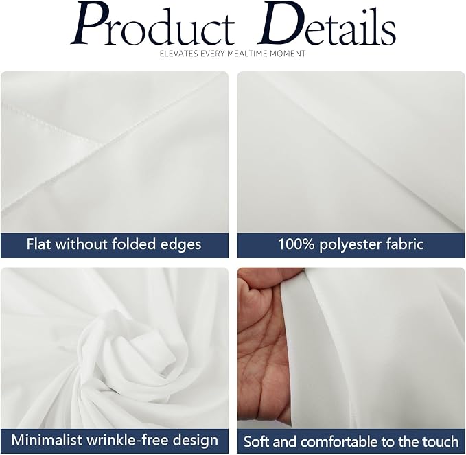 WIGENIUS 10 Pack Ivory Table Cloth Round Tablecloths 90 Inch,Polyester Table Cloth for 5 Foot Round Tables,Wrinkle Resistant Washable Fabric Table Covers for Party,Wedding Banquet