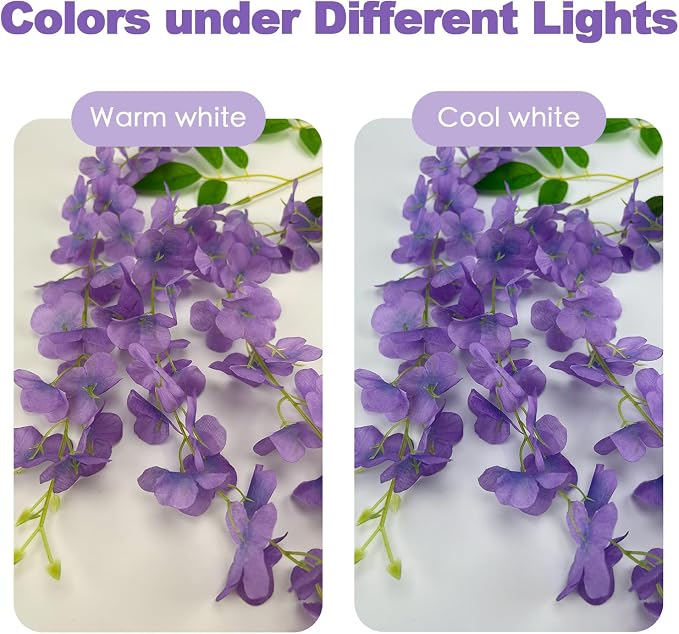 BIRDDIE 24Pcs of Artificial Wisteria Hanging Flowers, 3.75 Feet Fake Wisteria Flower Strings for Backdrop, Wedding, Ceremony,Garden and Home Wall Decoration (Light Purple)