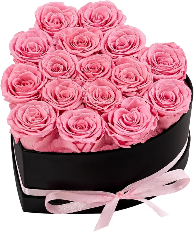 Forver Preserved Roses in a Box, Flowers for Her,Eternal Roses Preserved Flowers for Delivery Prime Birthday, Mothers' Day, Valentine's Day, Christmas (Pink, 16 Roses)