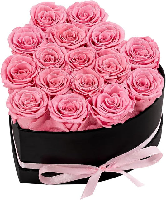 Forver Preserved Roses in a Box, Flowers for Her,Eternal Roses Preserved Flowers for Delivery Prime Birthday, Mothers' Day, Valentine's Day, Christmas (Pink, 16 Roses)