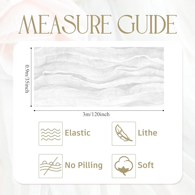 Wokceer Cheesecloth Table Runner White Christmas 3Pack 10FT Ivory Boho Gauze Fall Cheese Cloth Table Runner for Party Rustic Sheer Table Runners for Baby Bridal Shower Wedding Easter Table Decor