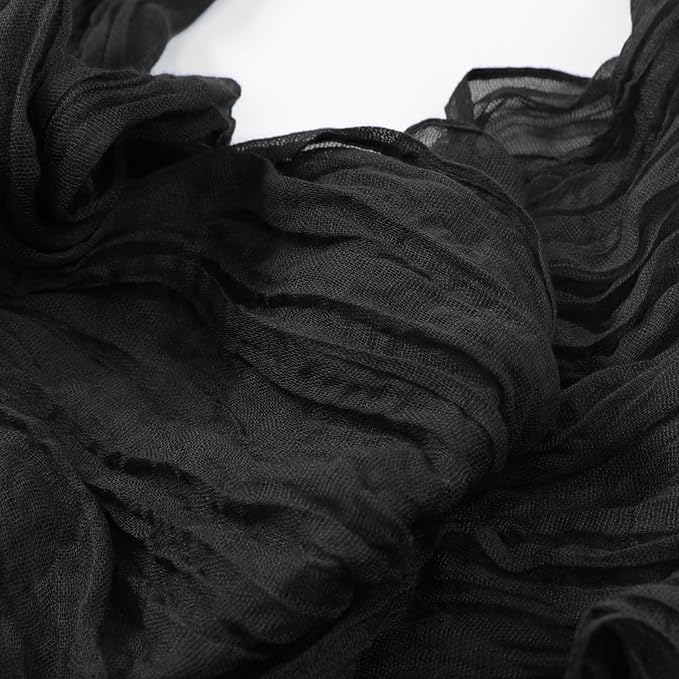 8 Pack Table Runner Black Cheesecloth 10ft Boho Gauze Fabric 120 Inch Cheese Cloth Table Runner Rustic Sheer for Holiday Baby Shower Party Décor Home Wedding Decoration