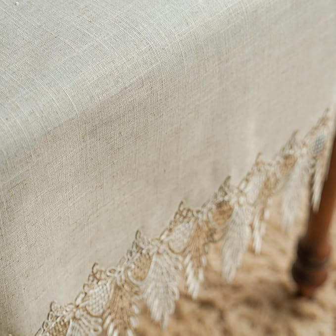 ARTABLE Lace Table Cloths Rectangle Fall Antique Flower Decor Macrame Tablecloth for Outdoor Farmhouse Rustic Kitchen Party Birthday Picnic (Stone Gray-A, 60 x 120 Inch)