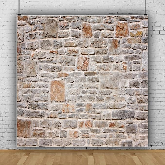 AOFOTO 6x6ft Grunge Brick Stone Wall Backdrop Vintage Shabby Texture Photography Background Kid Girl Boy Lovers Baby Portrait Nostalgia Photo Shoot Studio Props Video Wallpaper