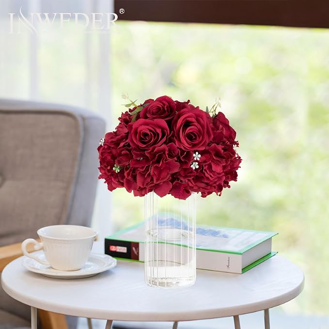 Red Roses Flowers Balls for Centerpieces: 6 PCS 11.8" Diam Flower Centerpieces for Tables in Wedding Reception Decorations Arrangement for Party Celebration Planners