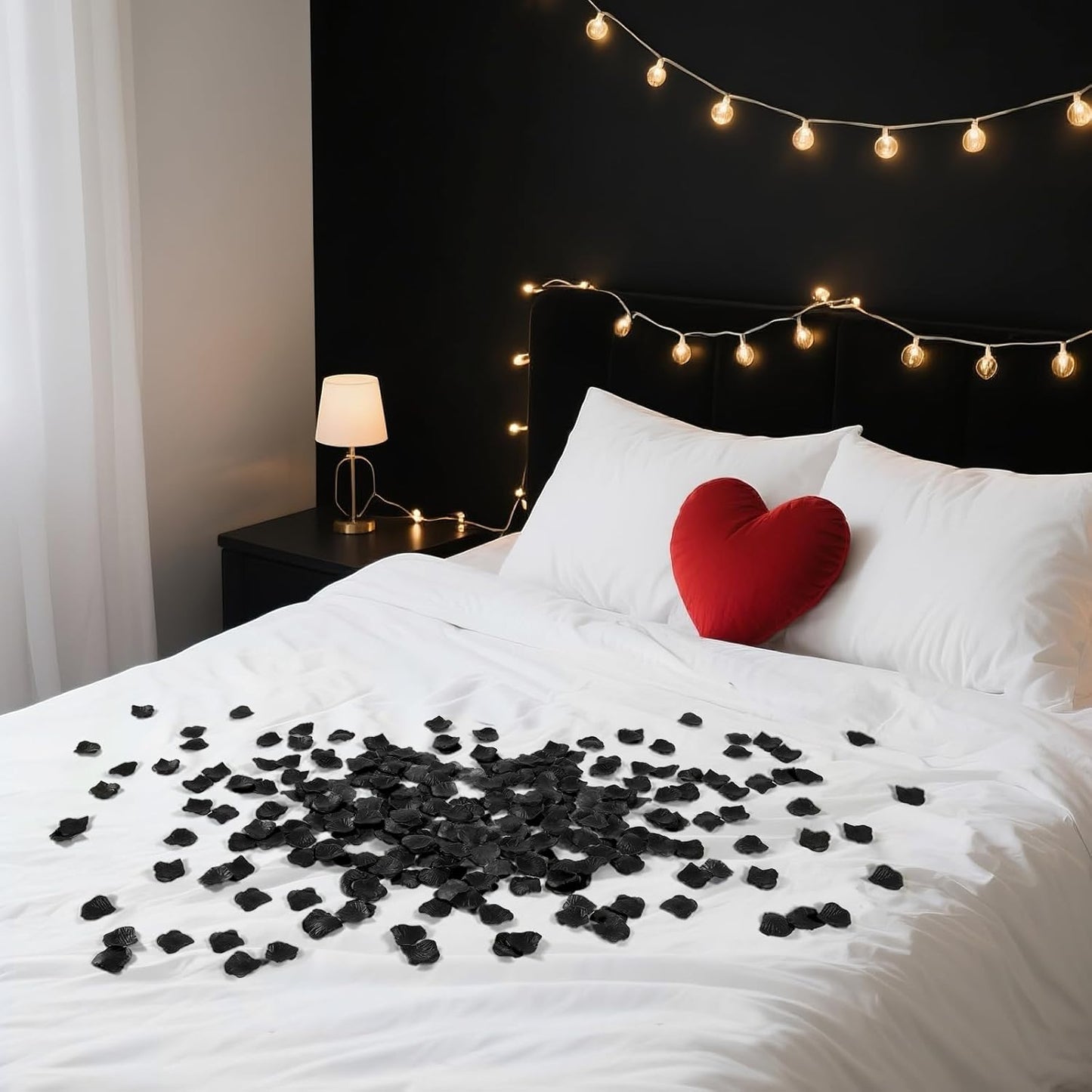 1000 Pcs Black Rose Petals Artificial Silk Flower Petals Romantic Decorations for Wedding Engagement Birthday Event Anniversary Party Backdrop Supplies