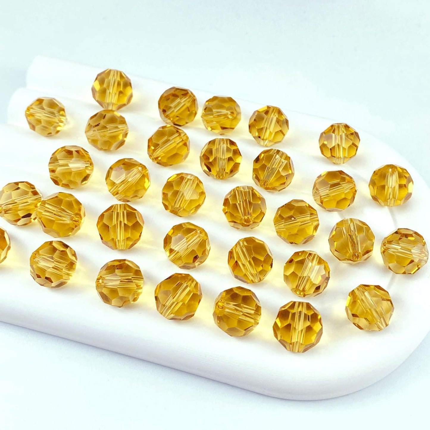 400 PCS 4mm Crystal Glass Beads Round Multiple Faceted Loose Spacer Glass Beads for DIY Handcrafte Bracelet Necklace Earring Jewelry Making(Gold Champagne)
