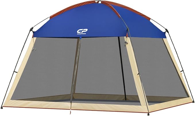 CAMPROS CP Screen House Room 12x12 Ft Mesh Net Tent Canopy Shelter Gazebo for Patios Outdoor Camping Activities - Navy, 12x12FT Blue, CP-1212S-NY