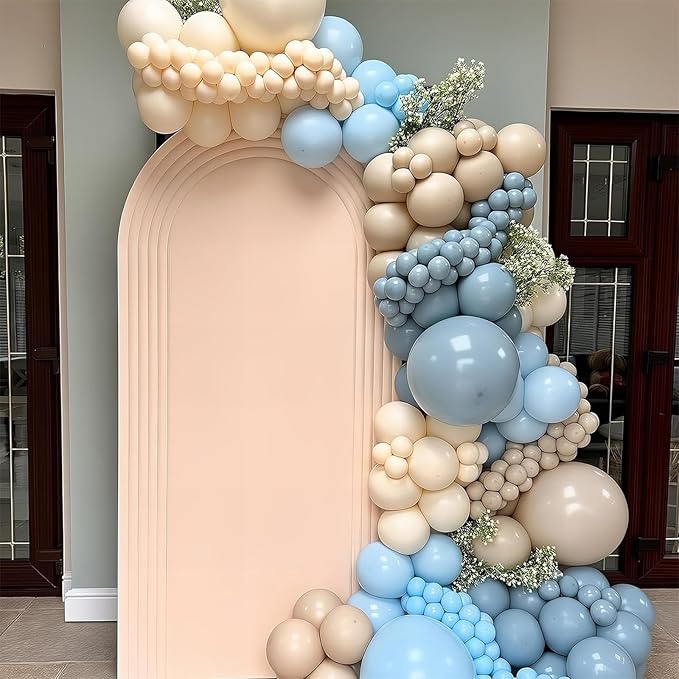 Blue Balloons, 113Pcs Different Sizes Pale Aqua Blue Balloon Arch Garland Kit 18/12/10/5 Inch, Matte Retro Powder Light blue Latex Helium Balloon for Birthday Boho Baby Boys Shower Party Decorations