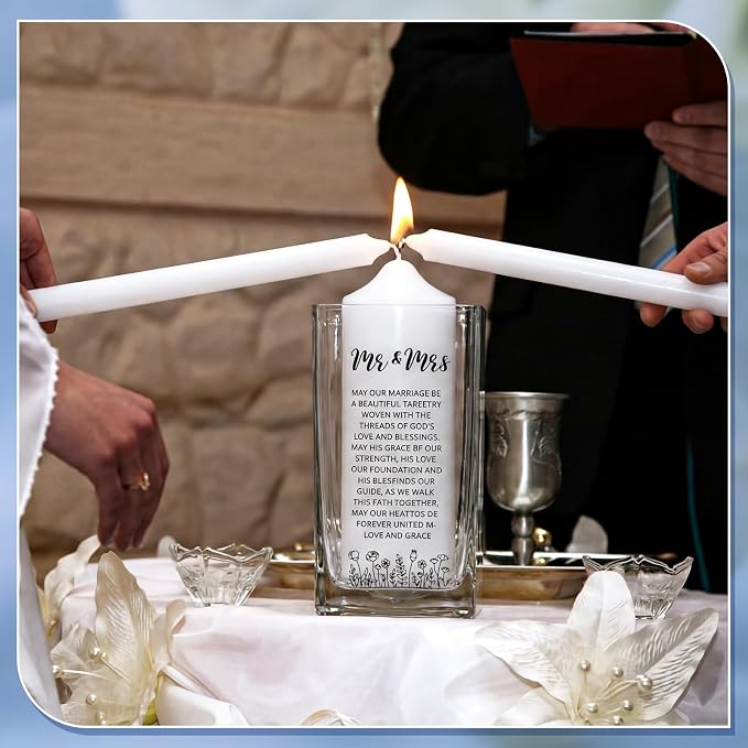Irenare Unity Candles with Holder for Wedding Ceremony Unity Candle Set Wedding Table Decorations Accessories for Formal Events Church(Glass Dome)