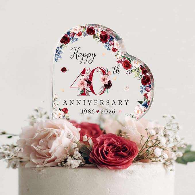40th Wedding Anniversary Acrylic Cake Topper, 40 th Anniversary Decorations, 40 Wedding Topper, 40 Years Of Married Gifts (40th Anniversary Cake Topper 2026)