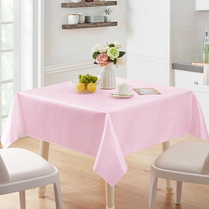 6 Pack Satin Table Cover Rectangle Silkly Soft Table Cloth, Satin Dining Table Cloths for Wedding Banquet Table Decoration, Dining Room, Indoor and Outdoor Use, 60 x 120 Inches, Pink