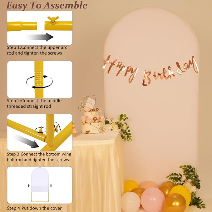 Vincidern 6.6FT Arch Backdrop Stand and Cover Set, Metal Arch Stand with White Cover for Wedding, Party, Baby Showers, Graduation, Birthday, Event Backdrop Decorations