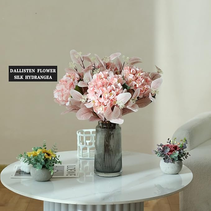 dallisten 20" Silk Artificial Eucalyptus Stems, 12 Pcs Fake Eucalyptus Stem with Leaves Berries, Greenery Plants Floral Decorations for Wedding Party Home Flowers Arrangement Boho Decor (Blush)