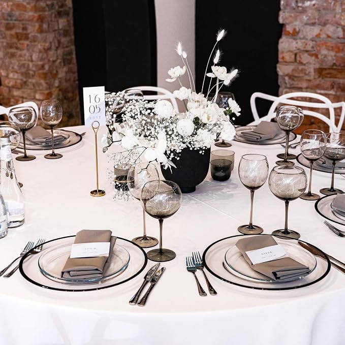 YMHPRIDE 6 Pack White Tablecloths - 120 Inch Polyester Round Table Covers, Washable Fabric for Wedding, Party, Dining, Banquet