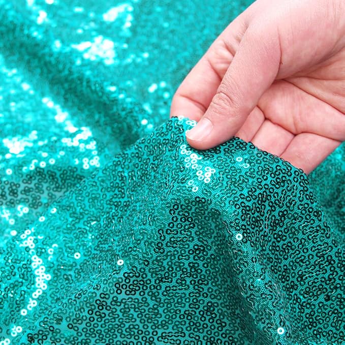 Juya Delight 90" x 132" Teal Sequin Rectangle Tablecloth for Wedding Birthday Party Festival Ceremony Cake Dessert Table