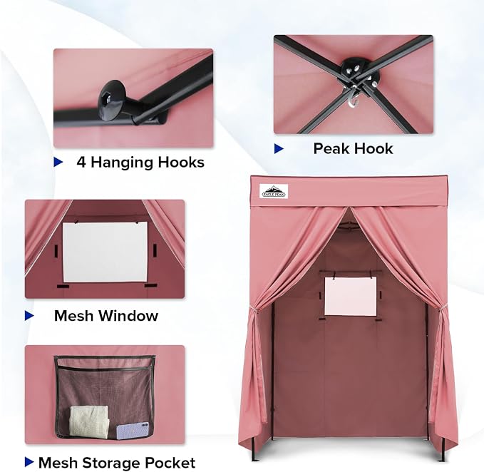 EAGLE PEAK 5x5 Pop Up Changing Tent, Flat Top Changing Room, Pink | Portable, Privacy Tent, Pool Cabana, Dressing Room, Shower & Toilet Use, Opaque Fabric, Instant Setup, Photoshoots, Camping