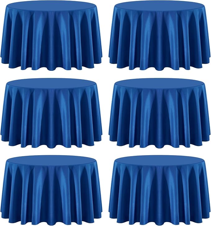 Round Tablecloth 6 Pack 108 Inch Royal Blue Tablecloths Washable Decorative Linen Polyester Table Clothes Cover for Dining Table Banquets Buffet Parties and Wedding