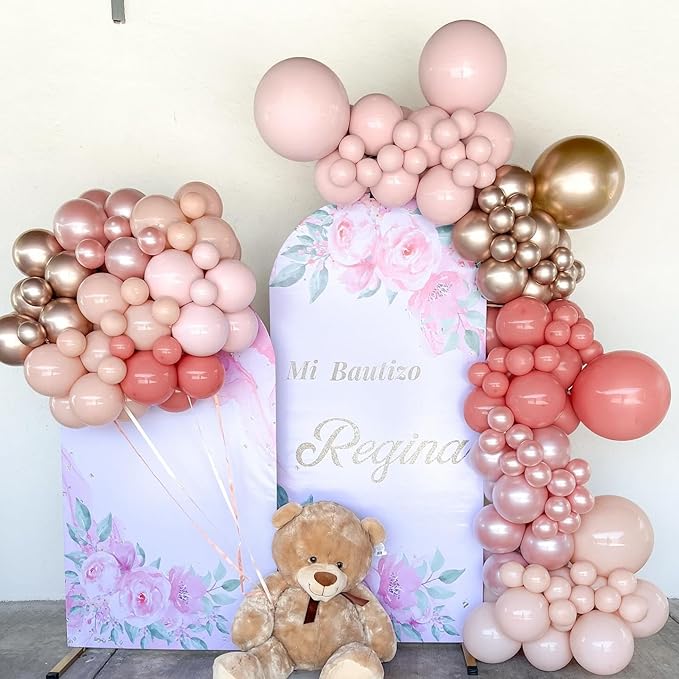 Double Stuffed Pearl Dusty Pink balloons Different Size 115Pcs 5/10/12/18 Inch Pearl Rose Blush Pink Balloon Garland Arch kit for Boho Birthday Wedding Engagement Bridal Baby Shower Party