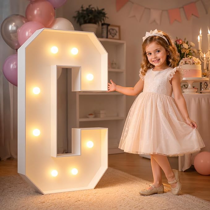 imprsv Marquee Light Up Letters, 3FT Marquee Letters for Birthday Baby Shower Wedding Decorations Light Up Letters for Engagement Party Decor, Large Marquee Letters for Party Decorations, Letter C