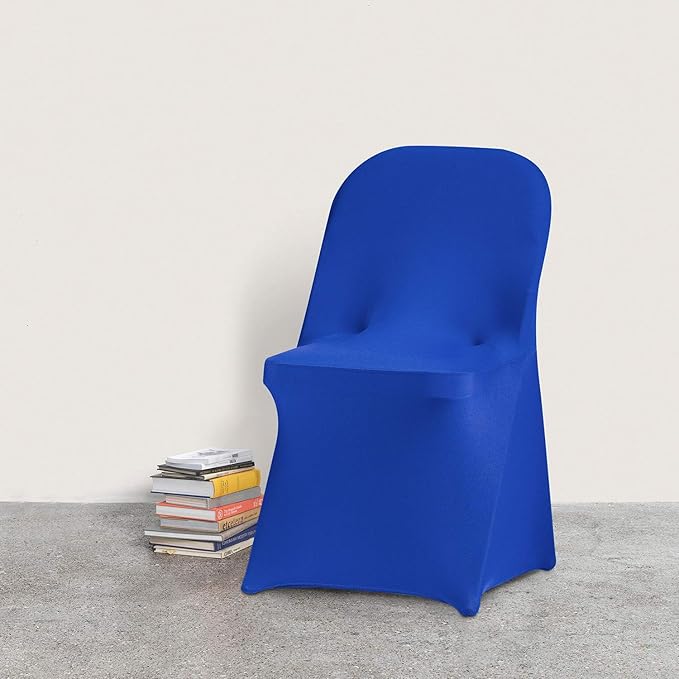 Peomeise Stretch Spandex Folding Chair Cover for Wedding Party Dining Banquet Event (Royal Blue,25pcs)