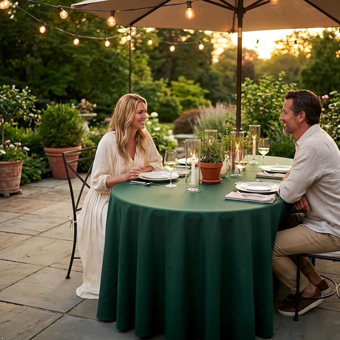 8 Pack Dark Green Round Tablecloth 120 Inch Round Table Cloth, Wrinkle Resistant and Washable Tablecloth Polyester Fabric Table Cloth Round Table Cover for Dining Wedding Banquet Party