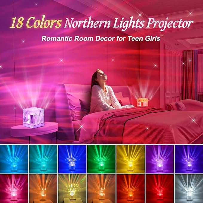 Galaxy Projector Night Light Projector Teen Girl Gifts Trendy Stuff,18-Color Lava Lamp LED Lights for Bedroom Mood Ambient Lighting,Birthday Gifts Northern Aurora Light Projector Dorm Decor Room Decor