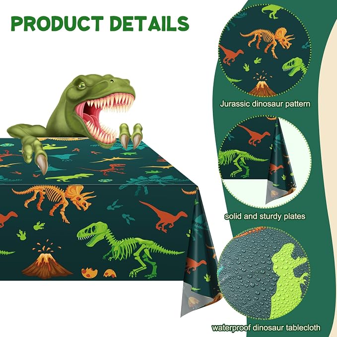Uiifan 171 Pcs Dinosaur Birthday Decorations Party Supplies with Dinosaur Birthday Plates Paper Cups Table Cloths Napkins Tableware Pack Dino Banner for Dino Theme Party Plates Supplies Decorations