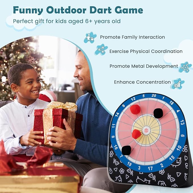 Goplus Giant Dart Board w/ 4 Kick Balls, Carrying Bag, Foldable Portable Throw & Kick Soccer Sport Target Games for Kids Adults Family Activities, Outdoor Yard Lawn Party Carnival Games