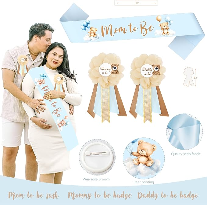 Bear Baby Shower Decorations Party Supplies, We Can Bearly Wait Baby Shower Decoration, Backdrop Balloon Arch Box Mom to Be Sash Dad to Be Pin Tablecloths Bear Balloon