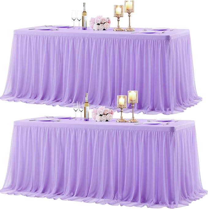 HB HBB MAGIC Purple Table Cloths 6 Foot Rectangle Tulle Table Skirt Rectangle Tables 6ft Fitted Spandex Table Covers Stretch Elastic Banquet Wedding Baby Shower Birthday Party Table Cloths