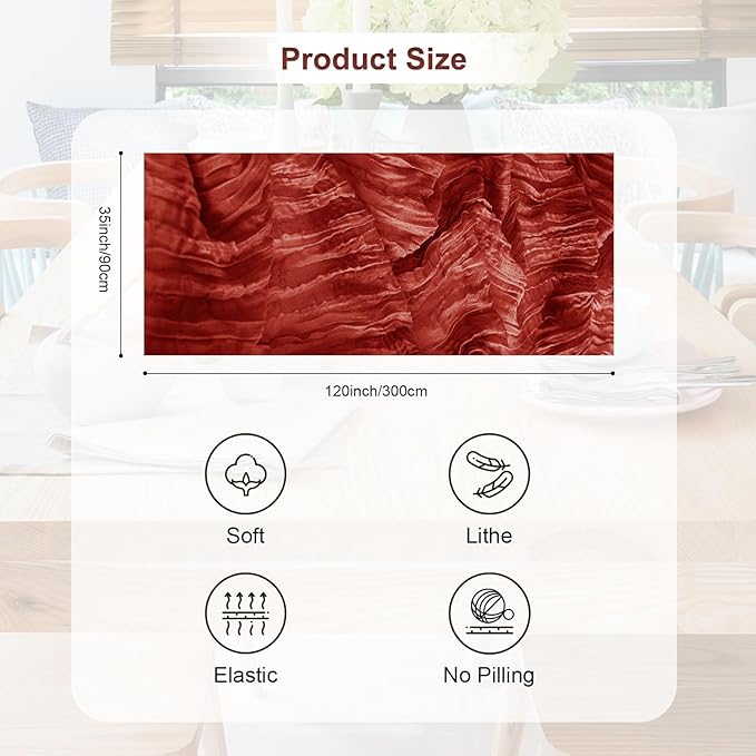 20 Pack Terracotta Christmas Cheesecloth Table Runner 35x120 Inch 10Ft Rustic Gauze Cheese Cloth Table Runner Sheer Cheesecloth Table Runners for Wedding Party Bridal Shower Decoration
