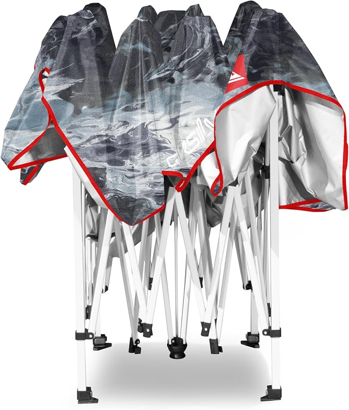 Quiksilver 10x10 Pop Up Canopy – UPF 50+ Outdoor Beach Tent with One-Push Setup – Portable Shade Shelter for Beach, Tailgate, Festivals, Camping – Water-Resistant Folding Gazebo with Wheeled Bag