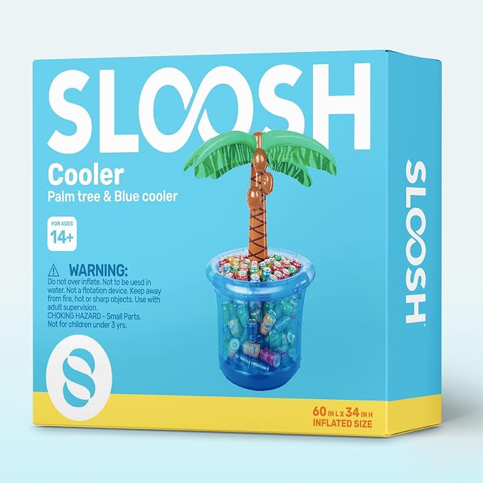 JOYIN 60" Inflatable Palm Tree Cooler, Beach Theme Decor, Pool Party Decorations, Luau Hawaiian Birthday Party Supplies, Summer Outdoor Drink Cooler (Blue)