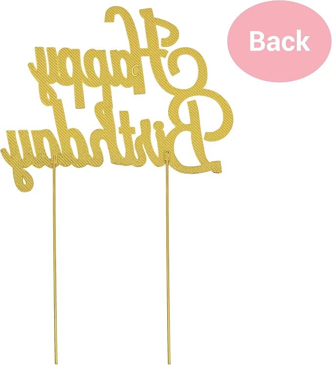 Happy Birthday Cake Topper - Premium Gold Metal - Happy Birthday Party Sparkly Rhinestone Decoration Makes a Great Centerpiece - Now Protected in a Box