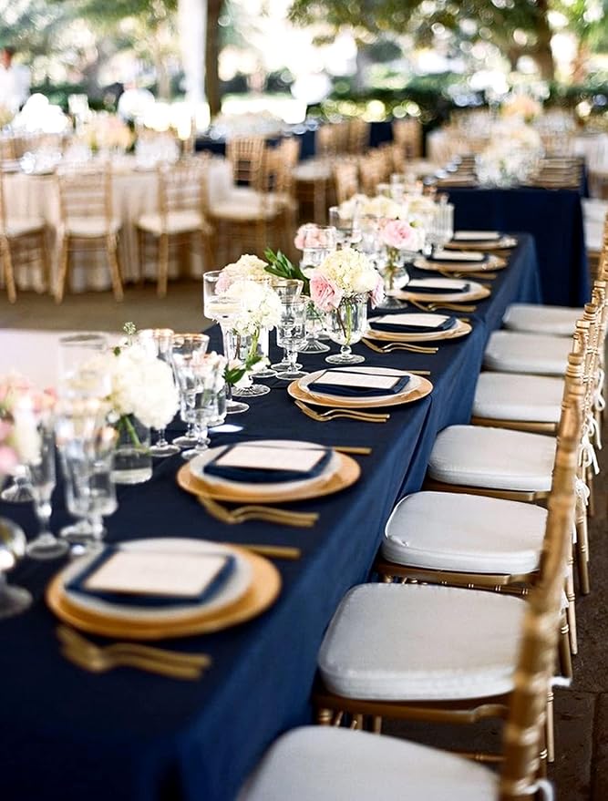 fani 8 Packs Navy Blue Rectangle Tablecloth - 60 x 126 Inch, Premium Polyester Table Cloth for 6 Foot Rectangle Tables, Washable Fabric Table Covers for Wedding, Party, Banquet, Dining