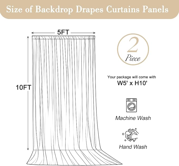 10x10ft Lavender Photo Backdrop Curtains for Parties Baby Shower Light Purple Wrinkle Free Polyester Photoshoot Curtains Drapes Backdrop for Girls Birthday Party Wedding Background 2 Panels 5x10FT