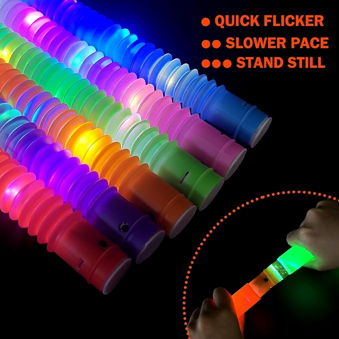 72 PCS Bulk Glow Sticks Party Pack for Kids 4-8-12, LED Pop Tubes Neon Accessories Necklace Bracelets for Toddlers, Glow in The Dark Supplies for Camping Wedding, End of School Year Gifts for Students