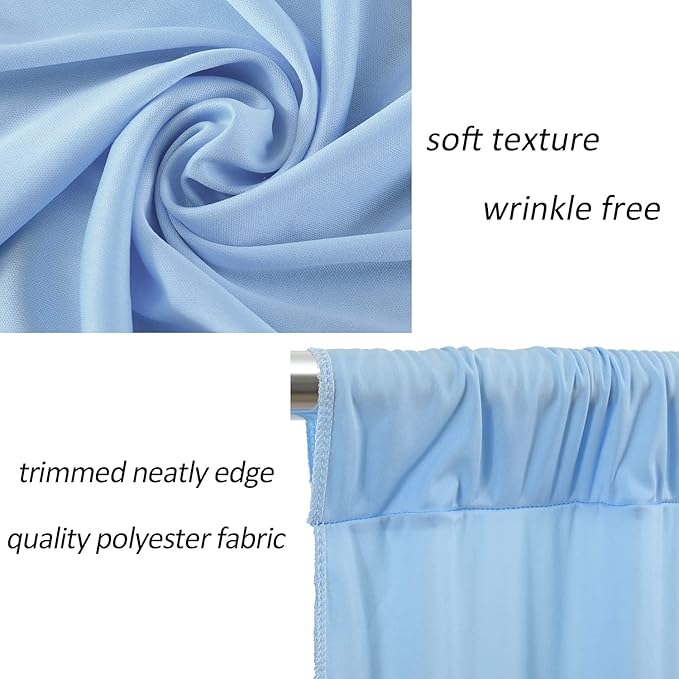 AK TRADING CO. 10 feet x 8 feet IFR Polyester Backdrop Drapes Curtains Panels with Rod Pockets - Wedding Ceremony Party Home Window Decorations - Light Blue