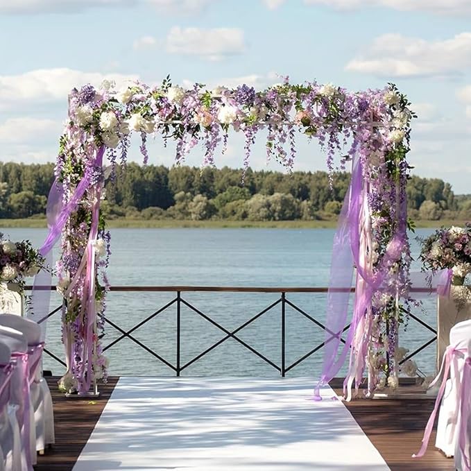 Artificial Wisteria Hanging Flowers Fake Wisteria Flower Garland Silk Vines Rattan Decor for Home Wedding Arch Wall Garden Greenery Bedroom Outdoor Office Party Decoration (12, Light Purple)