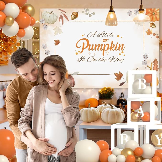 Baby Shower Balloons - Autumn Baby Showers Decor ， Baby Showers Decorations ， Baby Shower Decors ， Carry a Background Cloth And 4 Baby Balloon Boxes