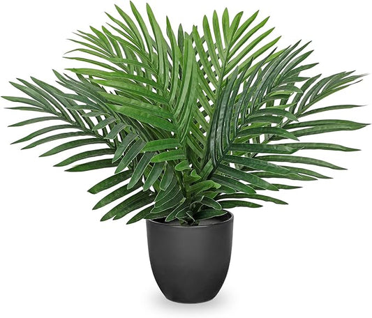17” Artificial Palm Tree Indoor Palm Plant Faux Potted Plants Indoor Fake Tropical Palm Tree Silk Plants for Home Office Decor