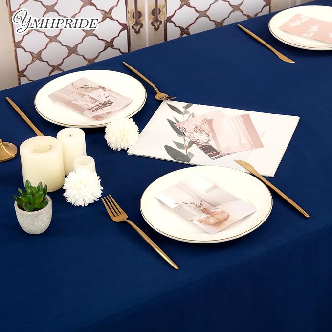 6 Pack Tablecloth 60 x126 inch Polyester Table Cloth for 8 Foot Rectangle Tables,Stain and Wrinkle Resistant Washable Fabric Table Covers Polyester Navy Blue Table Clothes for Wedding,Party,Banquet
