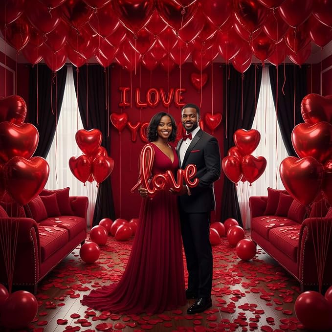 I Love You Balloons red romantic balloon kit with red heart I LOVE YOU mylar balloons red rose petals for hotel Dec orations decorations Valentines Party wedding anniversary supplies