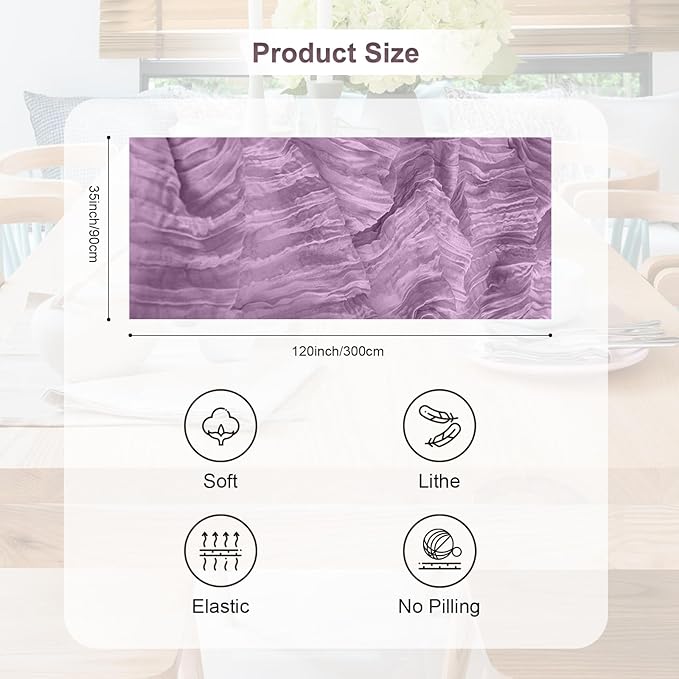 1 Pack Lilac Cheesecloth Table Runner 35x120 Inch 10Ft Rustic Gauze Cheese Cloth Table Runner Sheer Cheesecloth Table Runners for Wedding Party Bridal Shower Decoration