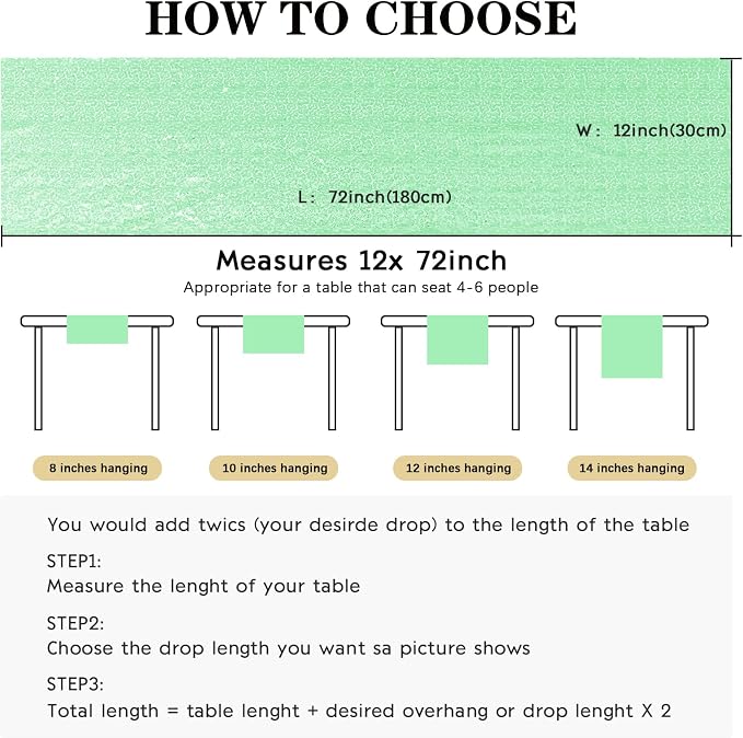6 Packs 12 x 72 inches Sequin Table Runner, Mint Green Glitter Table Runner for Birthday Party Supplies Wedding Engagement Baby Shower Holiday Celebration Event Decorations